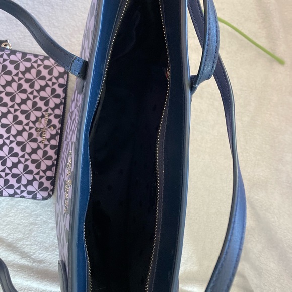 Kate Spade Tote Lilac Navy Blue and Matching Wallet - Picture 5 of 16